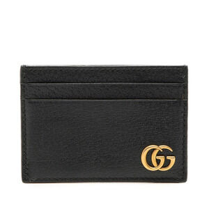 Gucci GG Marmont Pass Case Wallet Card Money Clip Black Leather